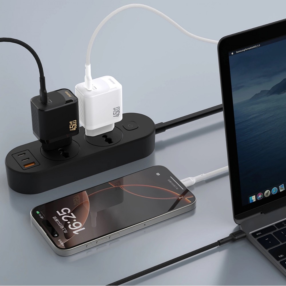 Dudao A28 45W GaN USB-C Schnellladegerät Wandladegerät kompakt - Schwarz