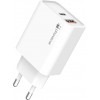 Schnellladegerät 25W USB-A und USB-C - Dual-Netzadapter - Weiss