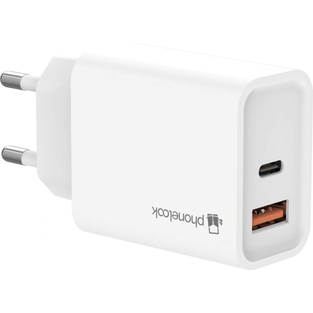 Schnellladegerät 25W USB-A und USB-C - Dual-Netzadapter - Weiss