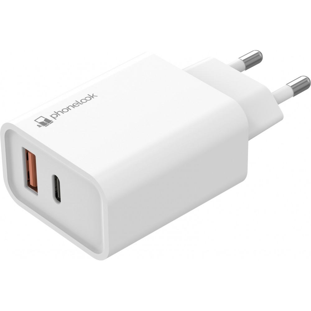 Schnellladegerät 25W USB-A und USB-C - Dual-Netzadapter - Weiss