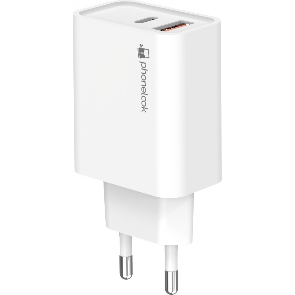 Schnellladegerät 25W USB-A und USB-C - Dual-Netzadapter - Weiss