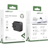 Schnellladegerät Acefast 40W 2x USB-C PPS PD QC 3.0 AFC FCP - Schwarz
