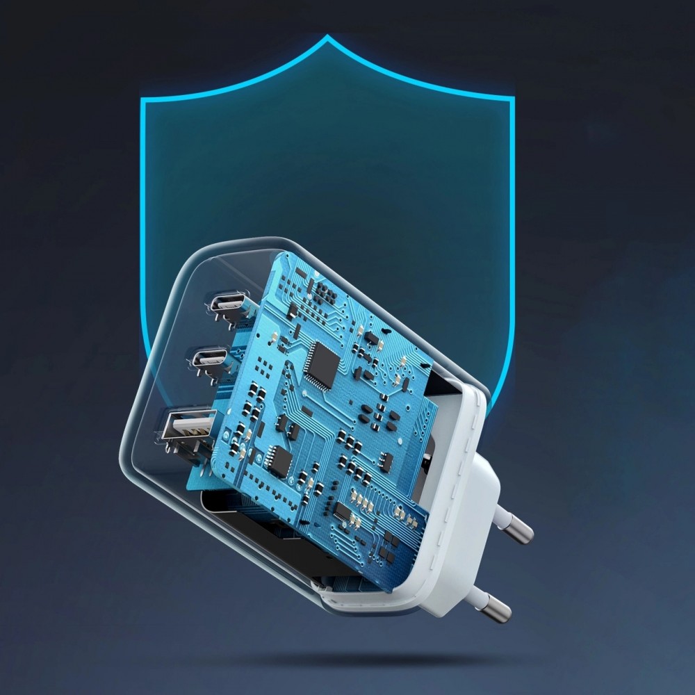 Ugreen 65W Schnellladegerät PD3.0 QC3.0 2x USB-C / 1x USB-A - Weiss