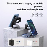 Chargeur sans fil magnétique 15W station de charge rapide sans fil 3-en-1 pour iPhone, Apple Watch, AirPods - Noir