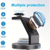 Chargeur sans fil magnétique 15W station de charge rapide sans fil 3-en-1 pour iPhone, Apple Watch, AirPods - Noir
