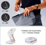 Chargeur sans fil magnétique 3 en 1 15W support pliable pour iPhone / Apple Watch / AirPods avec port USB-C - Noir