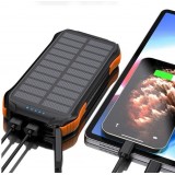 Choetech B659 Solar Power Bank 10000 mAh - Solarbetriebene externe Batterie mit Qi 5W Induktionsladegerät - Schwarz