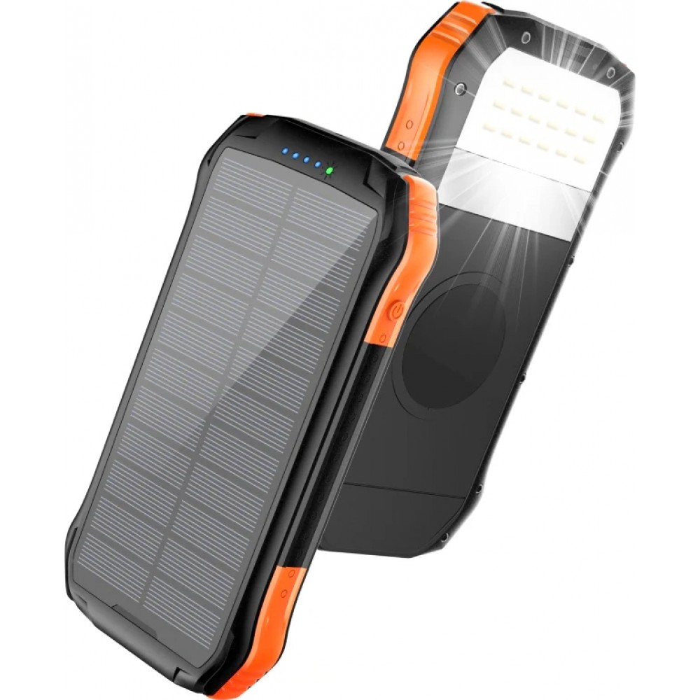 Choetech B659 Solar Power Bank 10000 mAh - Solarbetriebene externe Batterie mit Qi 5W Induktionsladegerät - Schwarz
