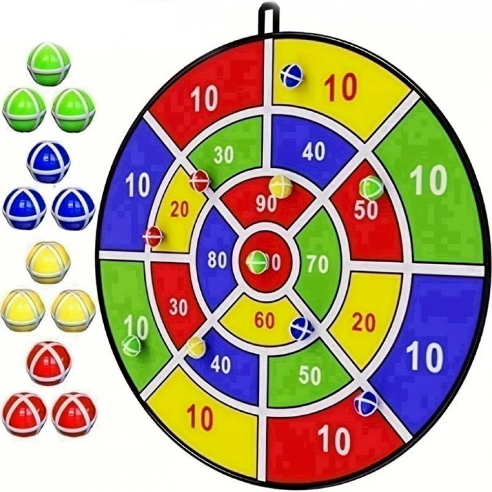 Zielscheibe für Wurfspiel Ball-Dart mit klebrigen Bällen in zufälliger Farbe für drinnen und draussen