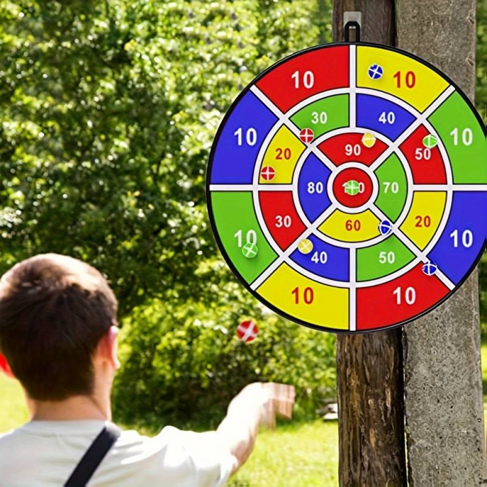 Zielscheibe für Wurfspiel Ball-Dart mit klebrigen Bällen in zufälliger Farbe für drinnen und draussen