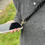 Universal Umhängekette Befestigung für Hülle/Case Telefon bunte Kette (Mittellang) - Schwarz