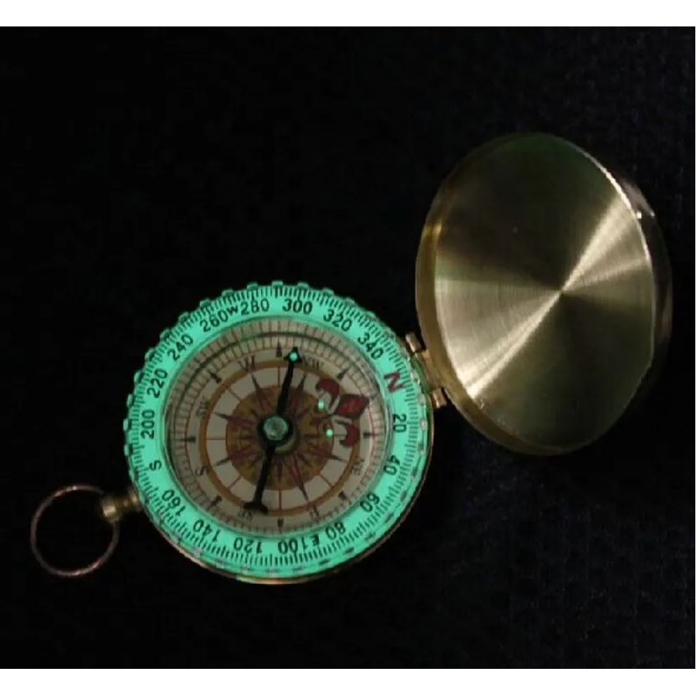 Eleganter klassischer Kompass aus Kupfer mit fluoreszierendem Ring - Gold