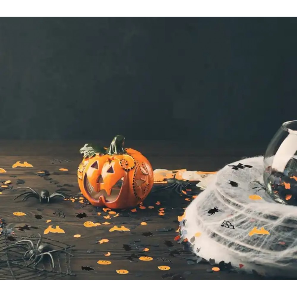 Halloween Konfetti Spinne Kürbis Fledermaus (15 g, ca. 200 Stück) - Schwarz und Orange