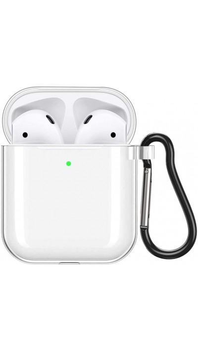 AirPods 1 / 2 Case Hülle - Silikon Gel durchsichtig mit Karabiner - Transparent