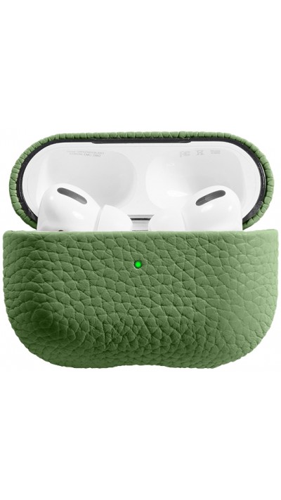 AirPods Pro Case Hülle - Schock absorbierend luxus case Echtleder - Dunkelgrün