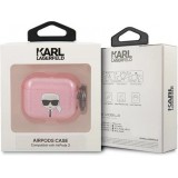AirPods 3 Case H&uuml;lle - Karl Lagerfeld Glitzer Kopf von Karl - Rosa