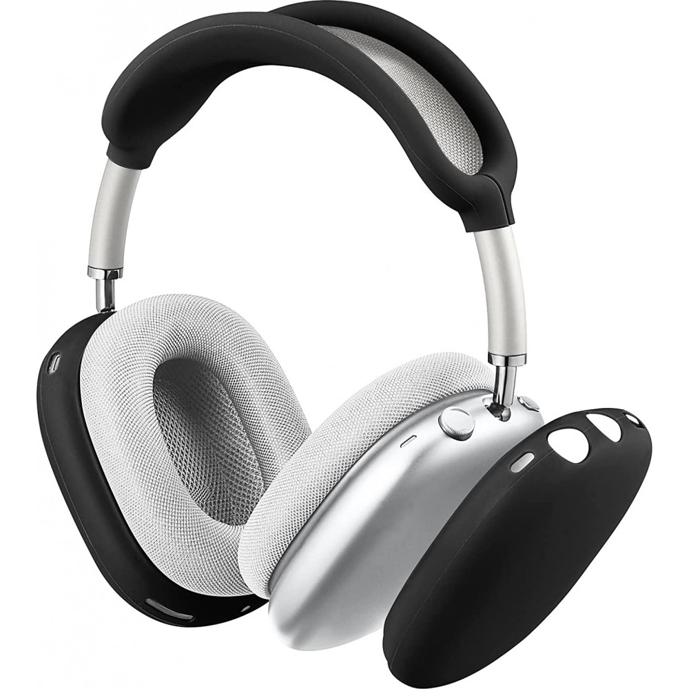 AirPods Max Case Hülle - Flexibles weiches Silikon mit Stirnband - Schwarz