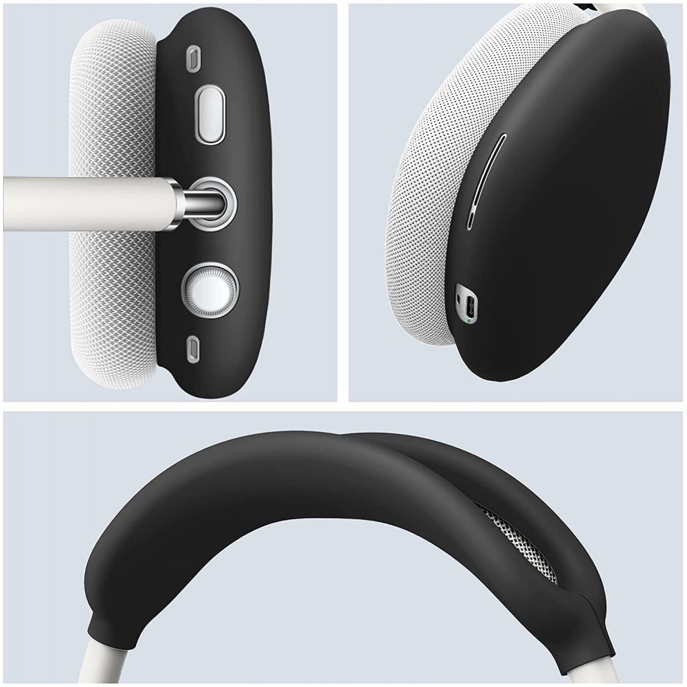 AirPods Max Case Hülle - Flexibles weiches Silikon mit Stirnband - Schwarz