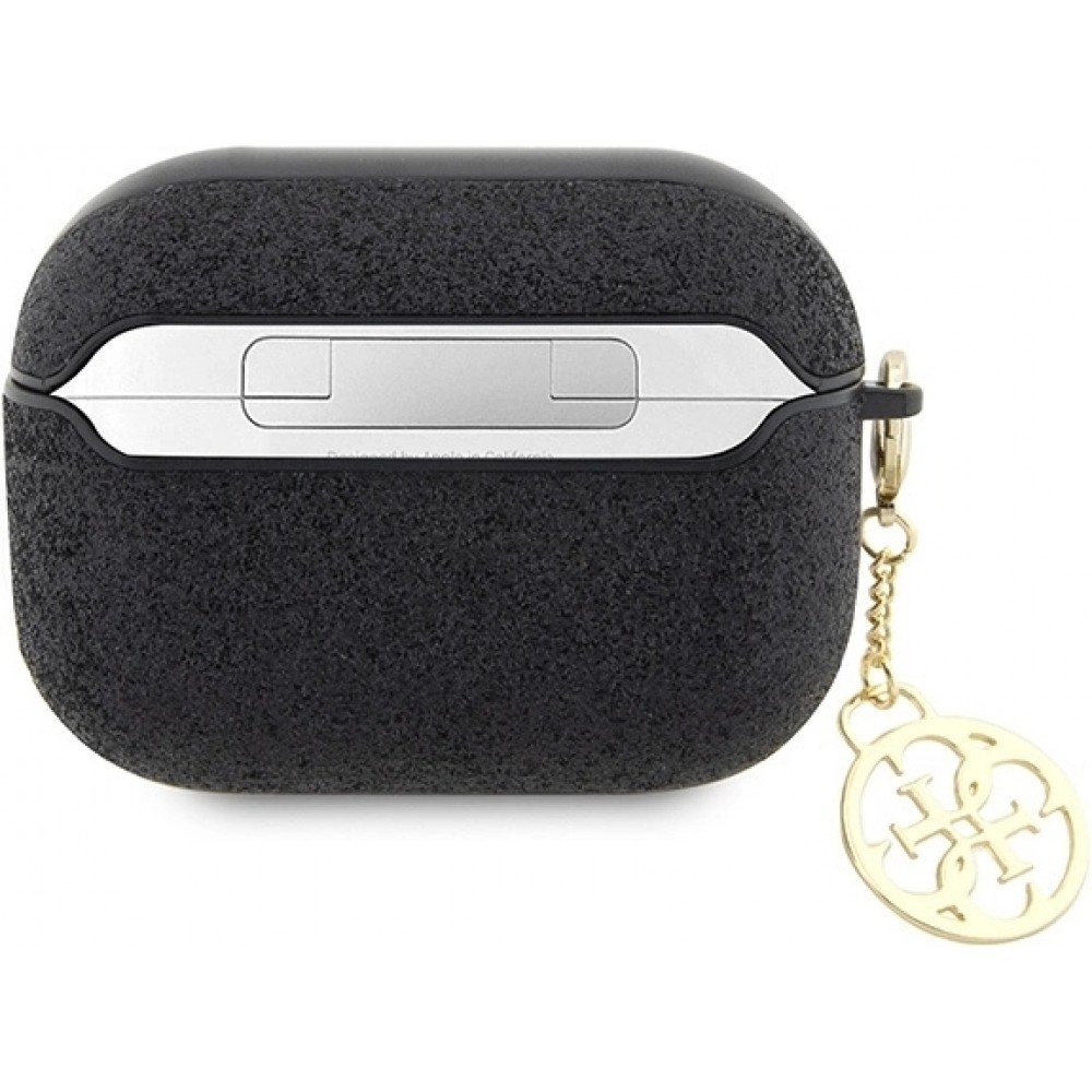 AirPods Pro / Pro 2 Case H&uuml;lle - Guess Paillettes Logo Metallisch Gold - Schwarz