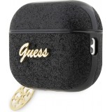 AirPods Pro / Pro 2 Case H&uuml;lle - Guess Paillettes Logo Metallisch Gold - Schwarz