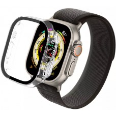 Apple Watch Ultra 49 mm Case Hülle - Hartplastikschale mit Schutzglas Tempered Glass integriertem - Transparent