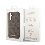 Coque Samsung Galaxy A54 5G - Guess toile similicuir monogramme logo métallique doré avec pendentif charm - Brun