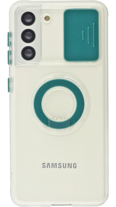 Hülle Samsung Galaxy S22 - mit Kamera-Slider und Ring - Dunkelgrün