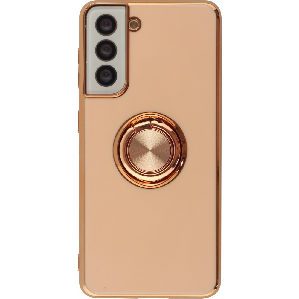 Hülle Samsung Galaxy S25+ - Gummi Bronze mit Ring - Rosa