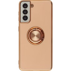 Hülle Samsung Galaxy S25+ - Gummi Bronze mit Ring - Rosa