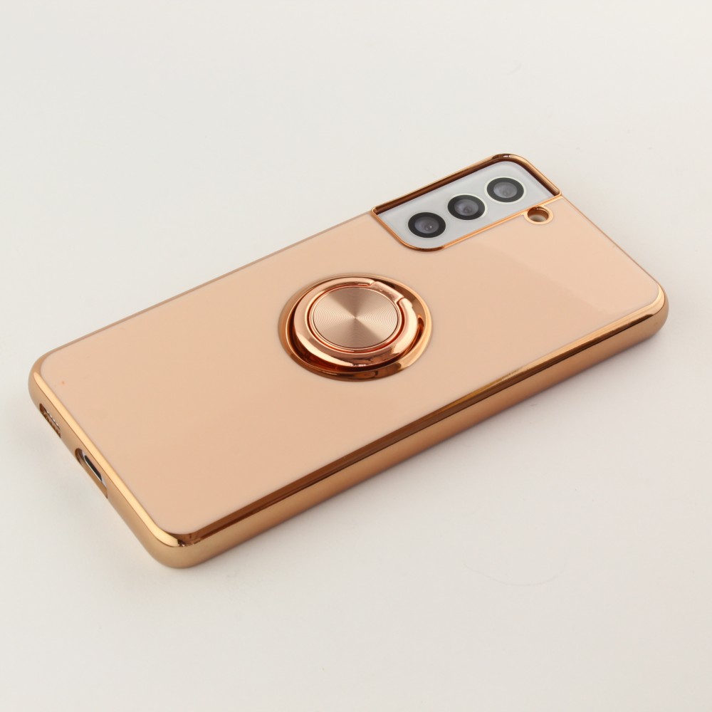 Hülle Samsung Galaxy S25+ - Gummi Bronze mit Ring - Rosa
