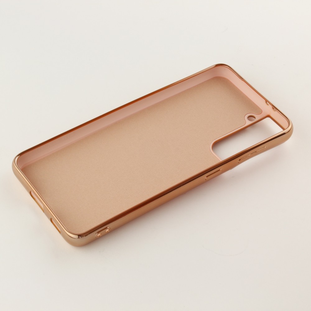 Hülle Samsung Galaxy S25+ - Gummi Bronze mit Ring - Rosa