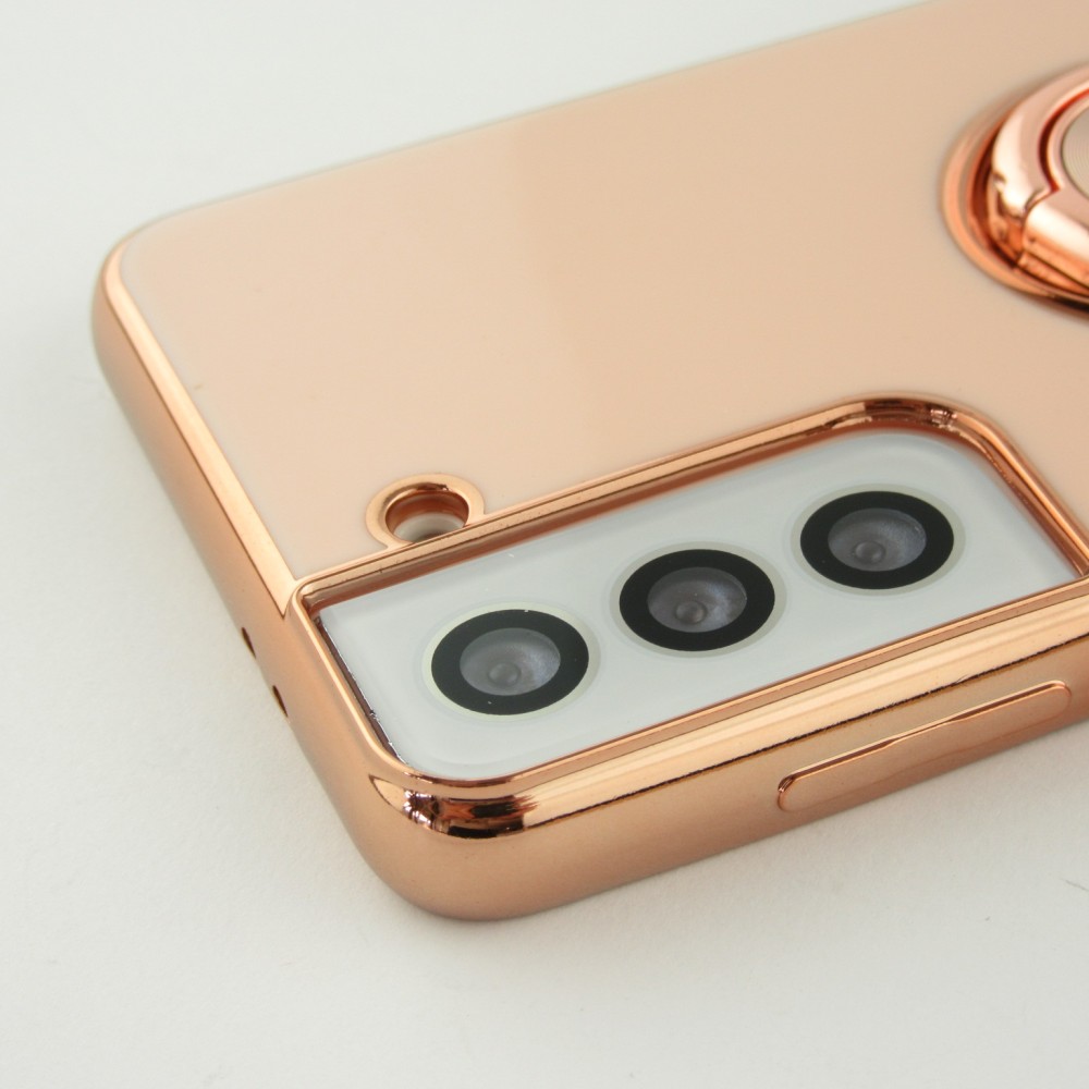 Hülle Samsung Galaxy S25+ - Gummi Bronze mit Ring - Rosa