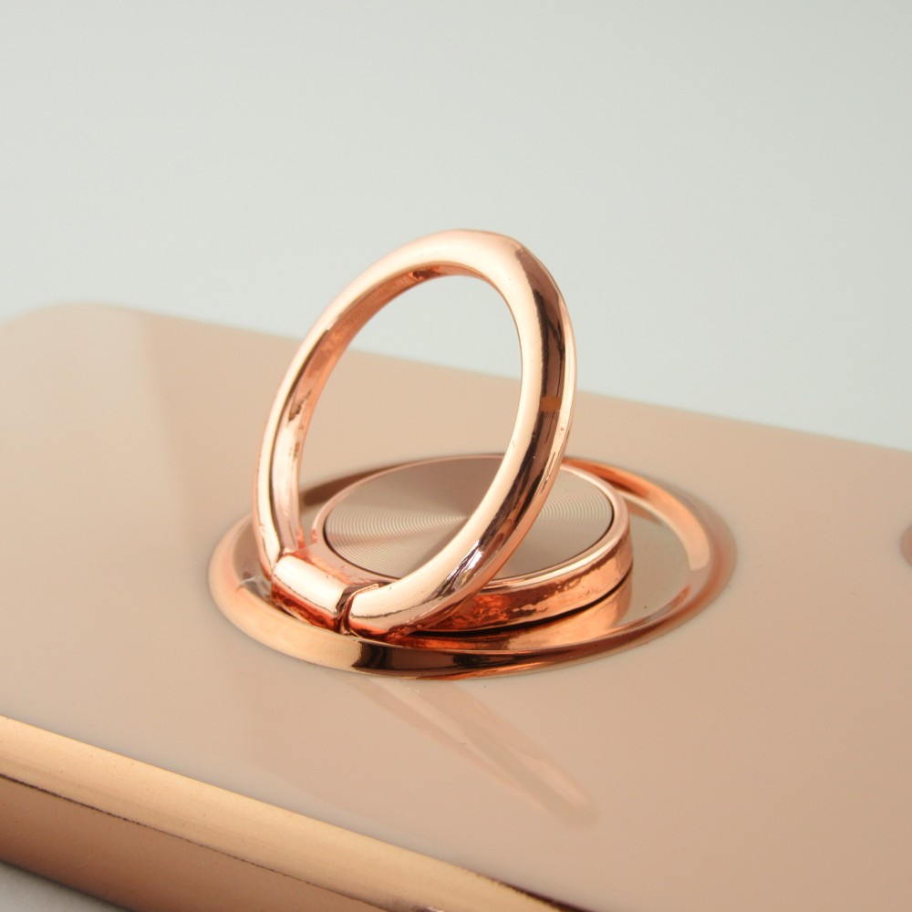 Hülle Samsung Galaxy S25+ - Gummi Bronze mit Ring - Rosa