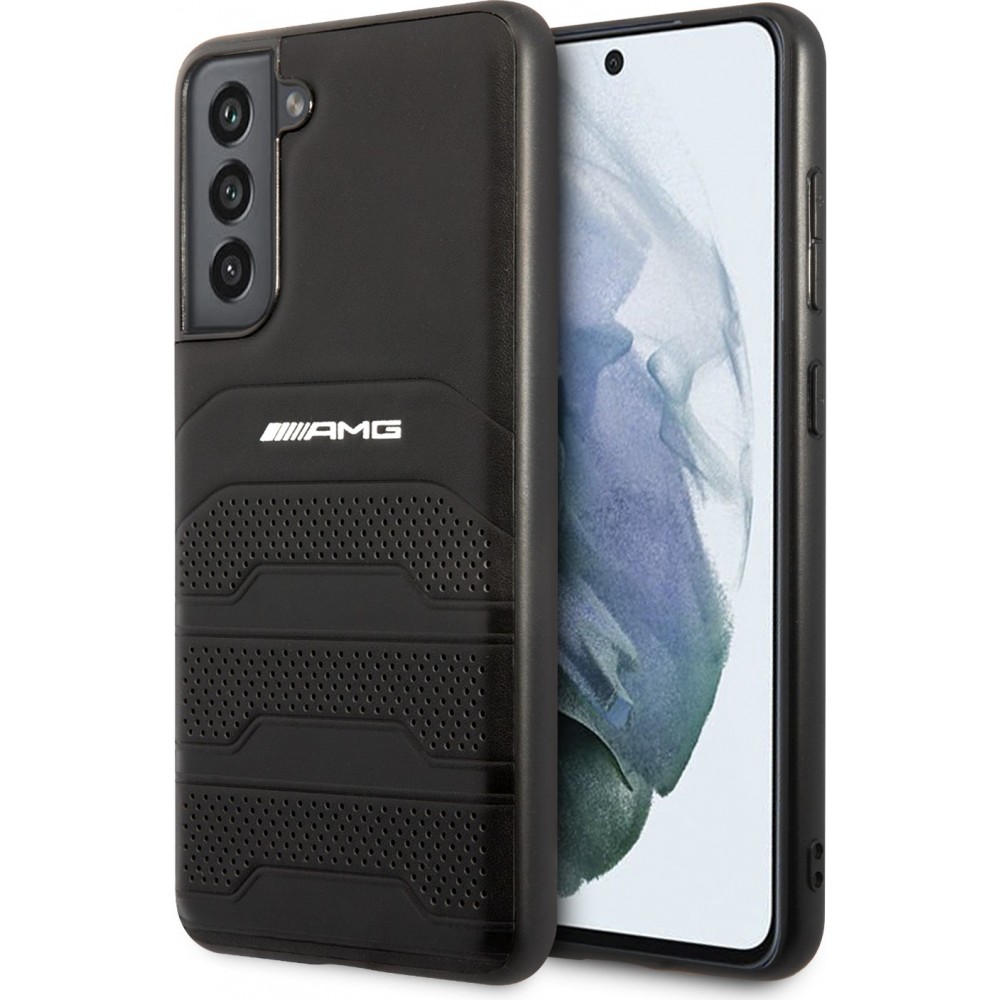 Galaxy S21 FE 5G Case Hülle - AMG perforiertes Echtleder - Schwarz