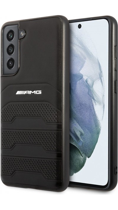 Galaxy S21 FE 5G Case Hülle - AMG perforiertes Echtleder - Schwarz