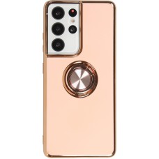 Coque Samsung Galaxy S21 Ultra 5G - Gel Bronze avec anneau - Rose