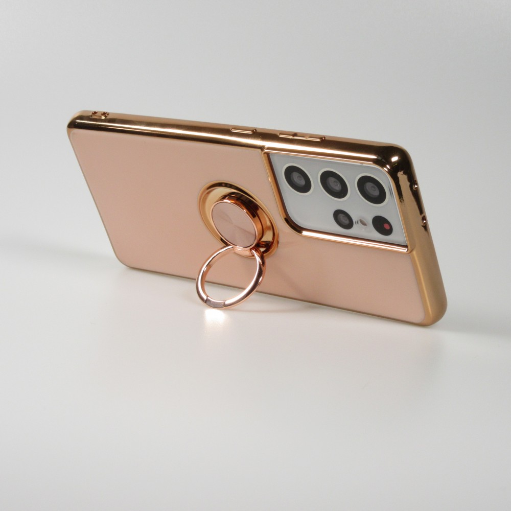 Coque Samsung Galaxy S21 Ultra 5G - Gel Bronze avec anneau - Rose