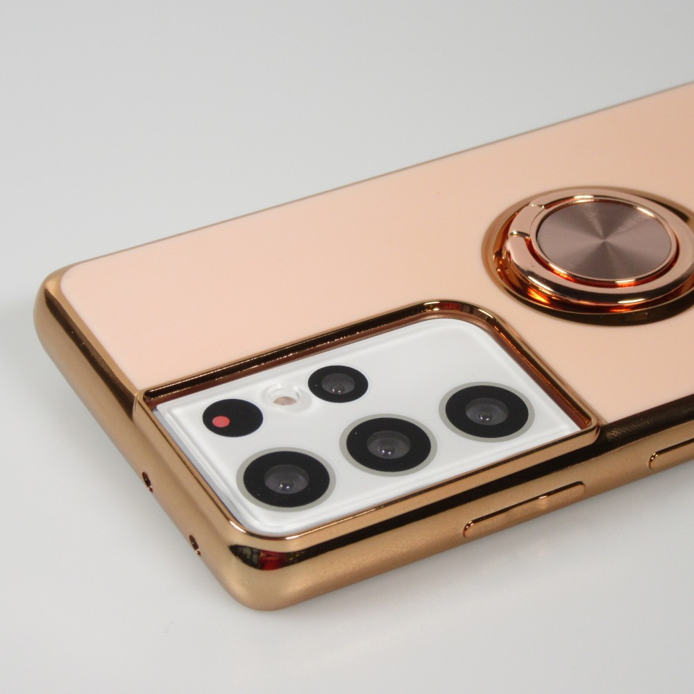 Coque Samsung Galaxy S21 Ultra 5G - Gel Bronze avec anneau - Rose
