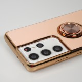 Coque Samsung Galaxy S21 Ultra 5G - Gel Bronze avec anneau - Rose