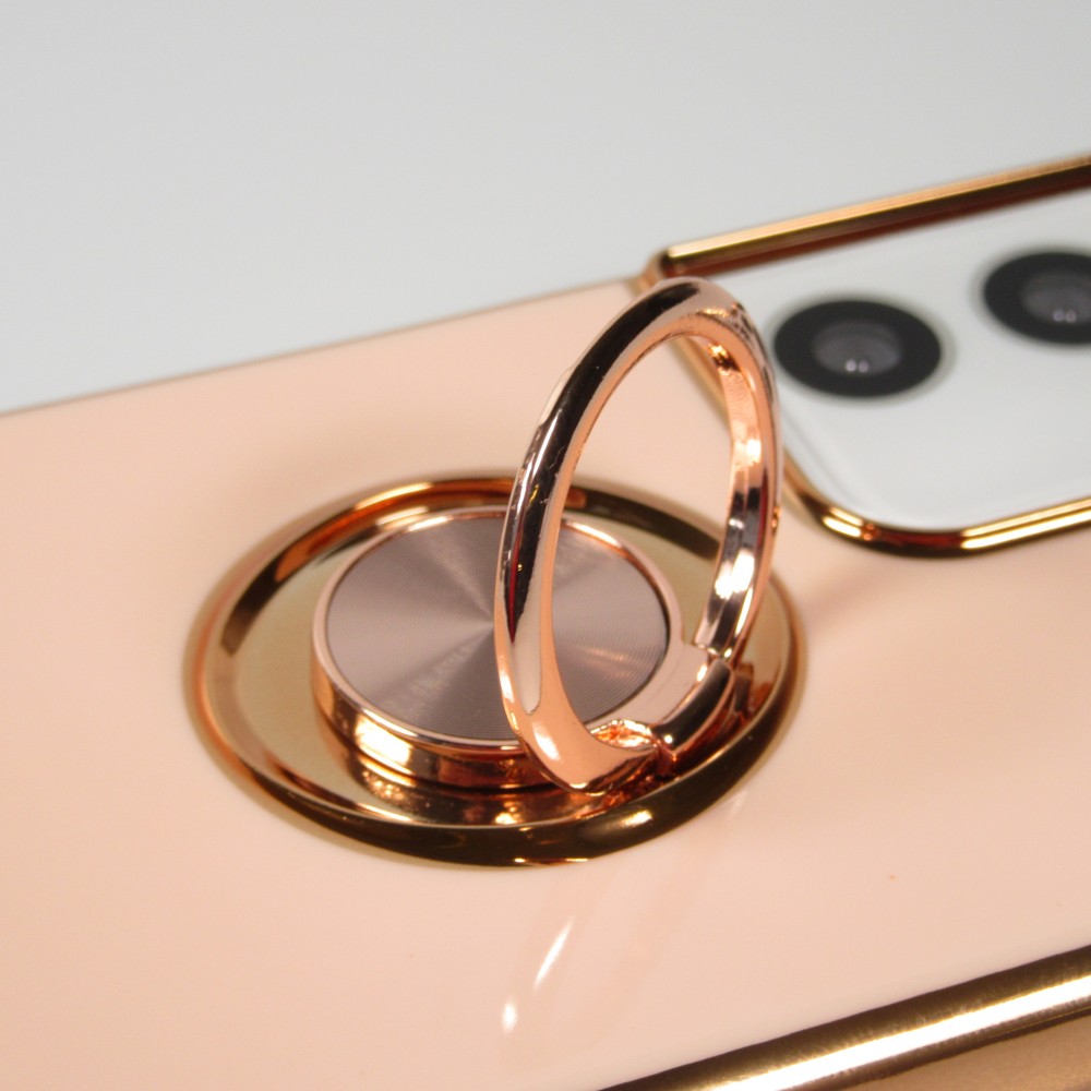 Coque Samsung Galaxy S21 Ultra 5G - Gel Bronze avec anneau - Rose
