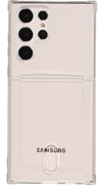 Samsung Galaxy S23 Ultra Case Hülle - Gummi Bumper Kartenhalter - Transparent