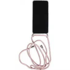 Hülle Samsung Galaxy S25 - Gummi transparent mit Seil Gold - Rosa