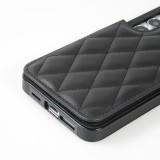 Galaxy S24+ Case H&uuml;lle - Silikon case mit Kunstleder Oberfl&auml;che und aufklappbarem Portemonnaie - Schwarz