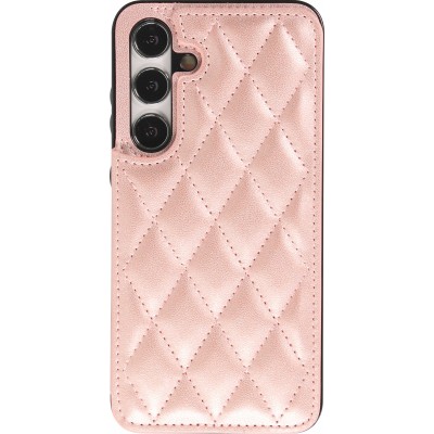 Galaxy S24+ Case H&uuml;lle - Silikon case mit Kunstleder Oberfl&auml;che und aufklappbarem Portemonnaie - Rosa
