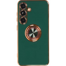Hülle Samsung Galaxy S25+ - Gummi Bronze mit Ring - Dunkelgrün