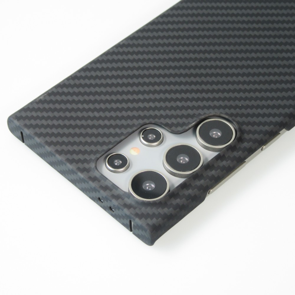 Samsung Galaxy S24 Ultra Case Hülle - Carbomile Schutzcase aus echtem Aramid Carbonfaser - Schwarz