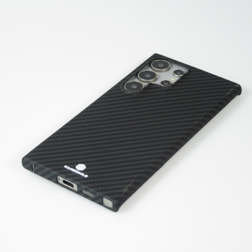 Samsung Galaxy S24 Ultra Case Hülle - Carbomile Schutzcase aus echtem Aramid Carbonfaser - Schwarz
