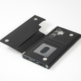 Galaxy S24 Ultra Case H&uuml;lle - Silikon case mit Kunstleder Oberfl&auml;che und aufklappbarem Portemonnaie - Schwarz
