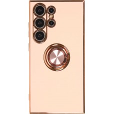 Hülle Samsung Galaxy S25 Ultra - Gummi Bronze mit Ring - Rosa