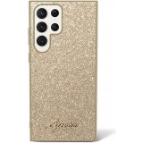 Galaxy S24 Ultra Case H&uuml;lle - Guess Gold Paillettes mit goldenem Metall-Logo - Gold